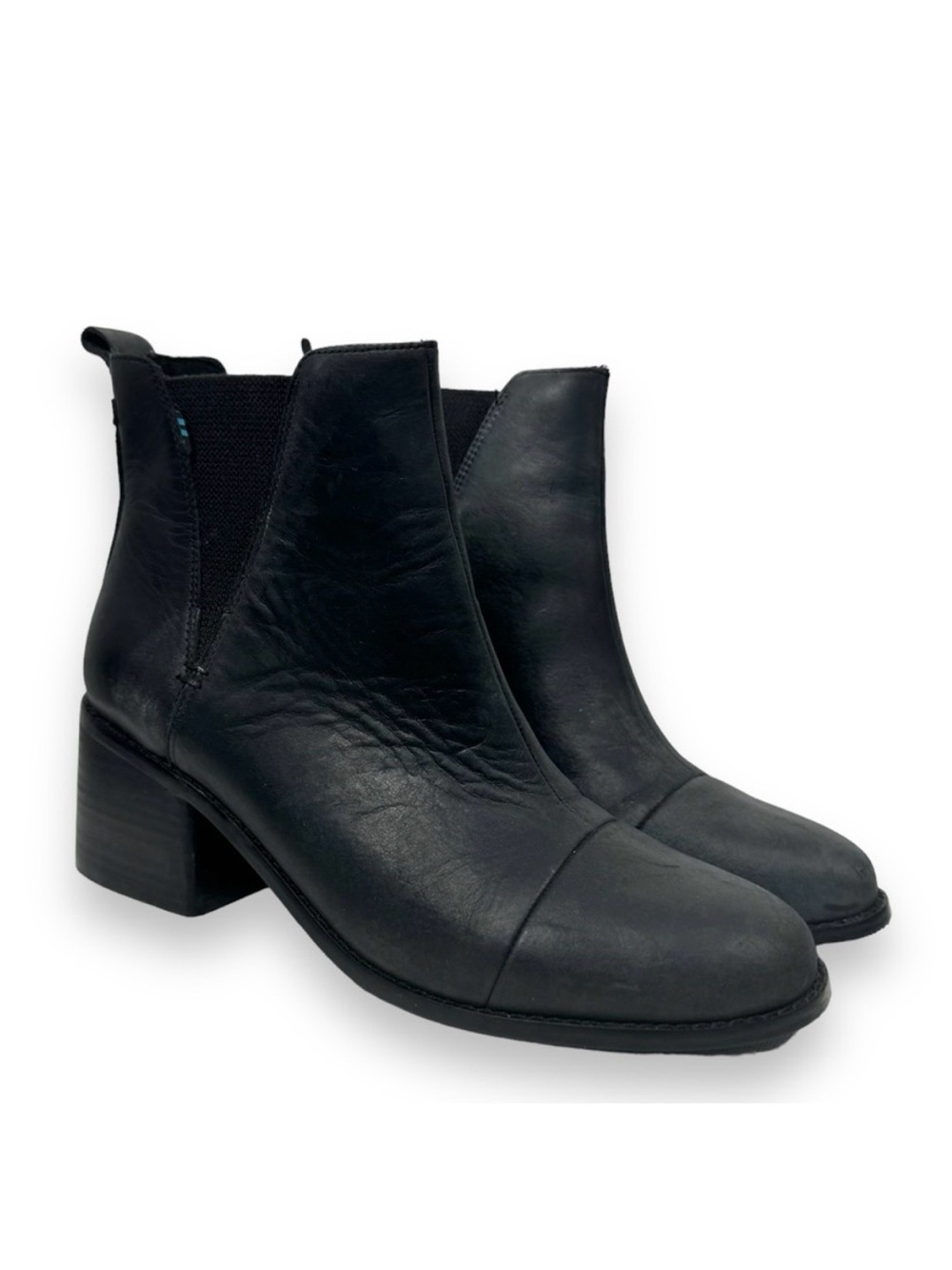 Toms Boots EVERLY Nubuck Leather Heeled Pull on Chelsea Combat